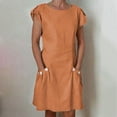 thumbnail image 2 of QIPOPIQ Robes pour Femmes avec Poches Manches Courtes Nouvelle Robe d'Été Unie à Boutons Double Robe à Col Rond Contrastant Offres 2023, 2 of 8