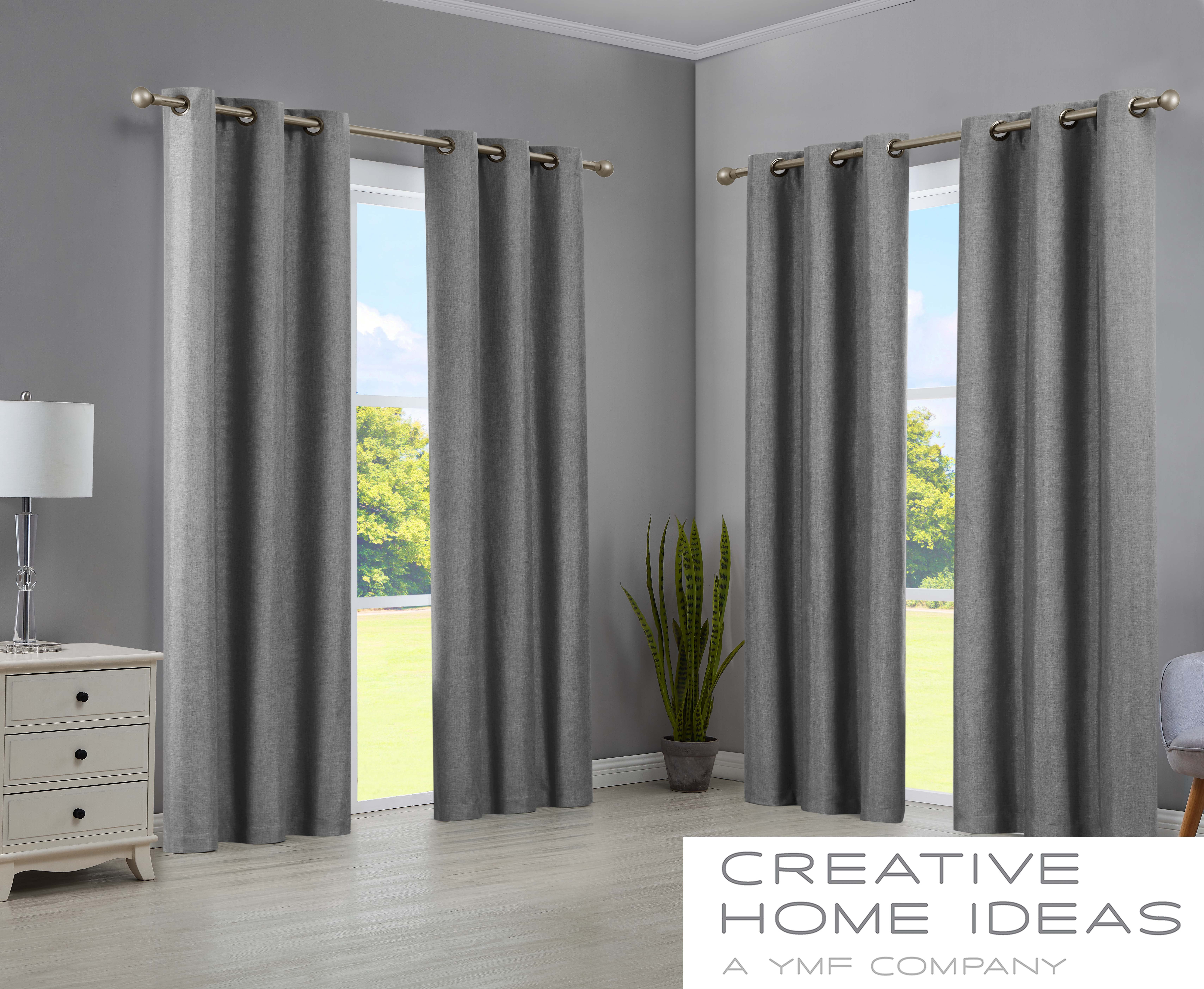 Legrae Blackout Thermal Insulated Grommet Curtains, Set of 4 Panels with Tiebacks, Titanium Grey, 38" x 84"