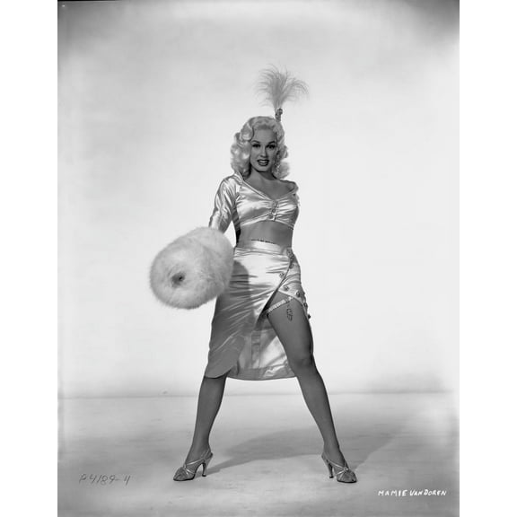 Mamie Van Doren Posed in Glossy Sexy Dress with Legs wide Open Photo Print (24 x 30)