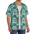thumbnail image 4 of Vsdgher Turtles And Seahorses Print Men's Wrinkle Free Untucked Cuban Shirt Business Casual Button Down Shirts Short Sleeve Shirt, 4 of 7