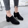 thumbnail image 2 of Jsaierl Womens Ruffled Ankle Boots V Cut Out Pointed Toe Chunky Low Heel Dressy Western Booties, 2 of 5