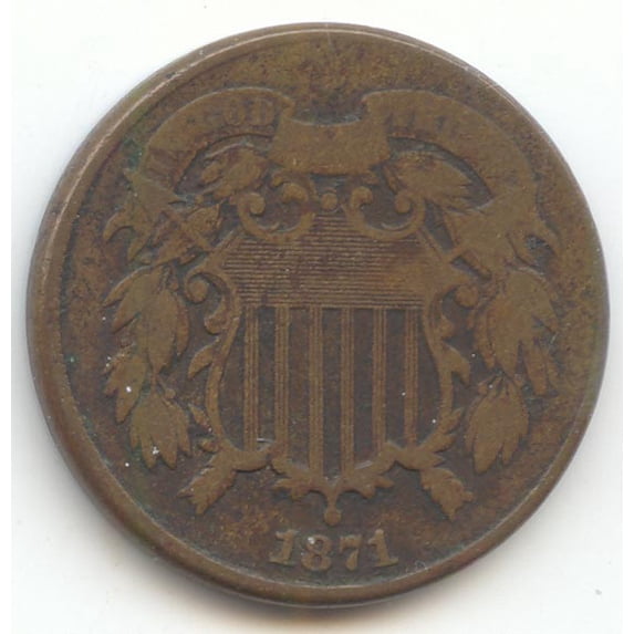 1871 Two Cent Piece, 2c, Problem Free VG+