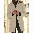 thumbnail image 4 of BLOCLOALO Winter Coats Trendy Stand Collar Button Up Sweaters Wool Cardigan Coats with Pockets Lapel Long Jacket Coat Fashion Casual Open Front Outerwear Plus Size Coat Fitted Warm Cardigans Beige L, 4 of 5