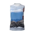 thumbnail image 6 of Lsque Lighthouse On The Waters Print Men's Cotton Blend Sleeveless Muscle Shirts (S-3XL)- Moisture Wicking, Odor Protection, UPF 30+,Small, 6 of 8