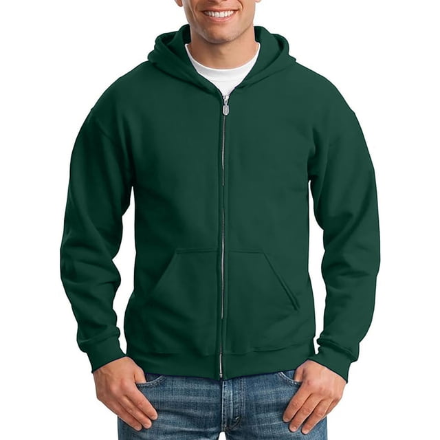 Ediodpoh 2025 Automne Hiver Vêtements pour Hommes Plus Épaissi Couleur Unie Cardigan à Fermeture Éclair Coupe Ample Chandail à Capuchon Mode pour Hommes Chandails à Capuchon et Chandails Vert Foncé S