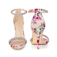 thumbnail image 5 of BLISSFUL STEP Rhines Straps Floral Print Ankle Strap Stiletto Heel Sandals for Women Pink 6, 5 of 6