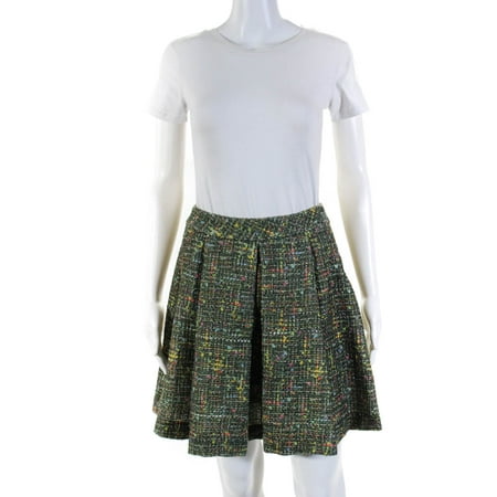 

Pre-owned|Trina Turk Womens Pleated Tweed Mini Skirt Green Size 0