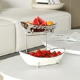 thumbnail image 2 of Acliys Fruit Bowl, 2 Tier Ceramic Fruit Basket, Serving Stand Serving Bowl with Metal Rack, Porcelain Kitchen Bowls for Fruit and Vegetable Storage Snack Nuts Dessert Cake Tray for Party Wedding, 2 of 9