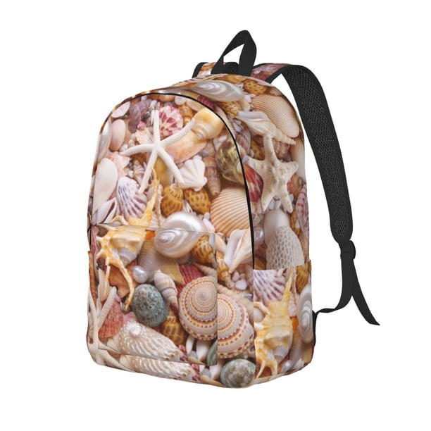 Disketp Colorful Seashells Mochila de Lona Estampada, Mochila Escolar de Viaje Ligera para Estudiantes y Portátil-Medium