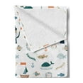 thumbnail image 2 of Sailor Soft Flannel Fleece Throw Blanket, Old Sailorman Fish Algae Ship Seahorse Anchor Motifs on Plain Backdrop, Cozy Plush for Indoor and Outdoor Use, 70" x 90", White and Multicolor, by Ambesonne, 2 of 5