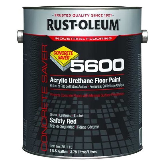 Rust-Oleum 1 gal Floor Paint, Gloss Finish, Safety Red, Solvent Base 261115