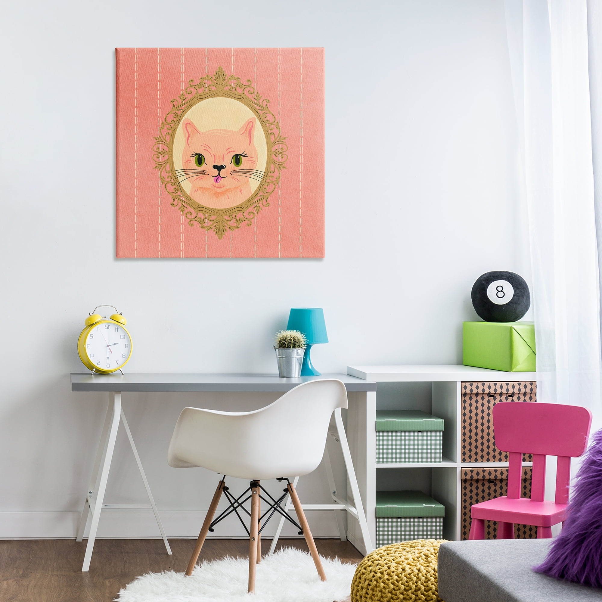 Stupell Industries Peach Cat Portrait Animals Painting Wrapped Canvas Art Print Wall Art, 30 x 30