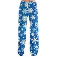 thumbnail image 4 of Women's Fashion Loose Casual Christmas Snowman Print Pants with Drawstring Elastic Waist, Comfortable Sleepwear and Loungewear Trousers for Home,Blue,2XL, 4 of 7