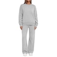 thumbnail image 3 of Women's 2 Piece Casual Outfits Solid Hooded Drawstring Long Sleeve Sweatshirt Tops And Long Pants Set Suits, 3 of 8