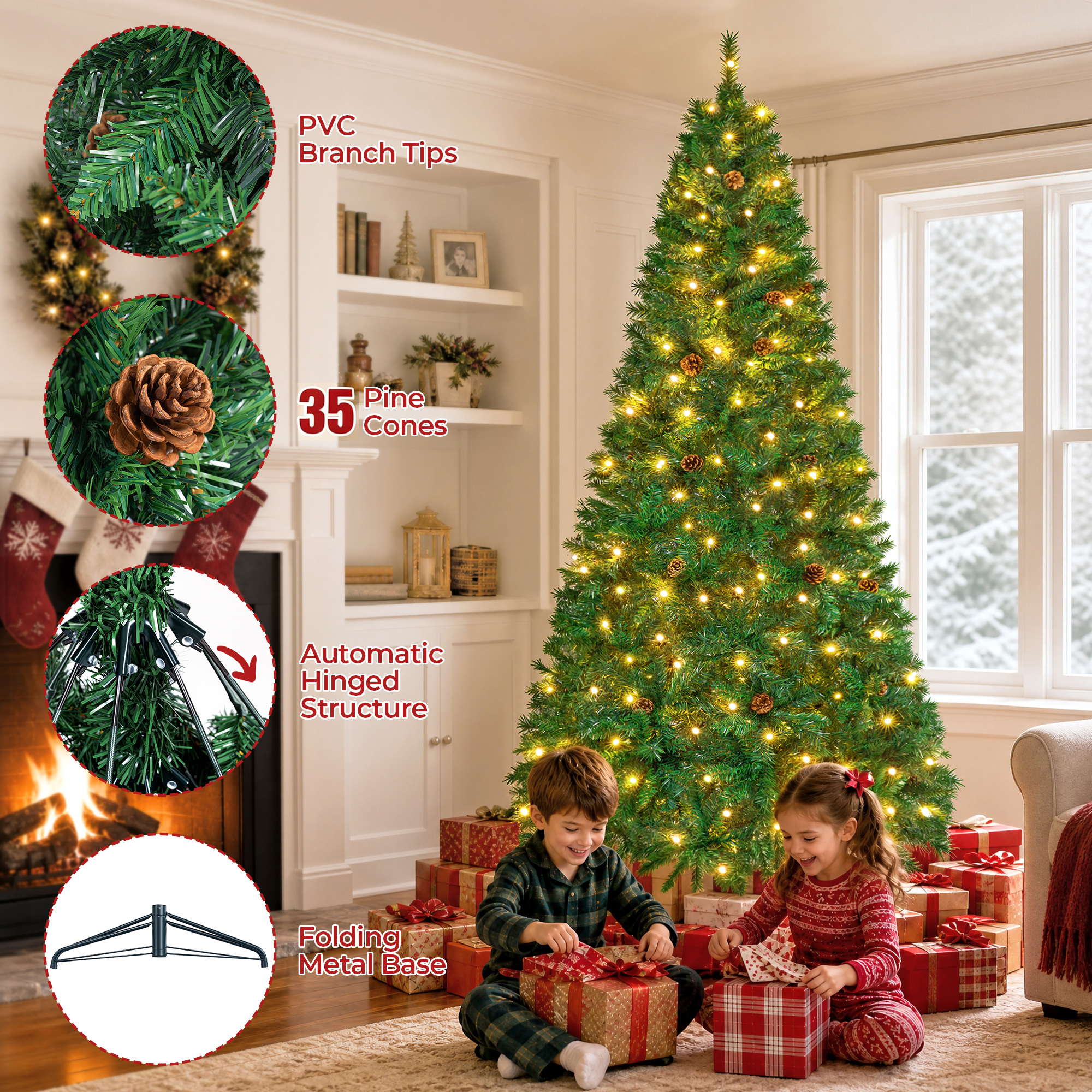 FIRSTNESS 6 Ft Pre-Lit Christmas Tree with 925 Branch Tips photo 3
