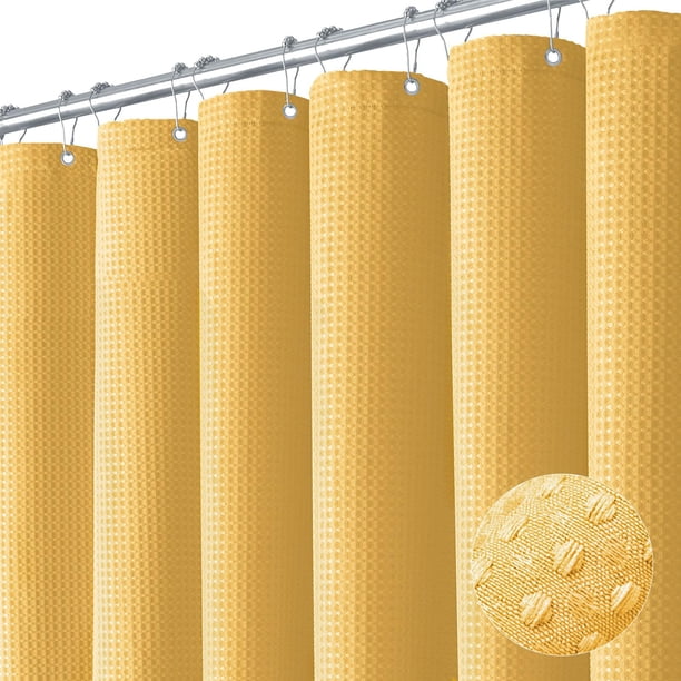 Dynamene Cortina de ducha de tela larga – 78 pulgadas de largo tejido tipo gofre, cortinas de ducha de tela pesada para baño, neutral, resistente, hotel, spa, juego de cortinas de baño de lujo con 12