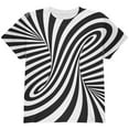 thumbnail image 1 of Trippy Black And White Swirl All Over Youth T Shirt Multi YXL, 1 of 2