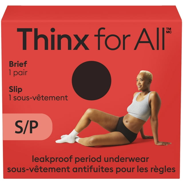 Thinx for All Women's Everyday Comfort Brief Leakproof Period Underwear, Size Small, Black