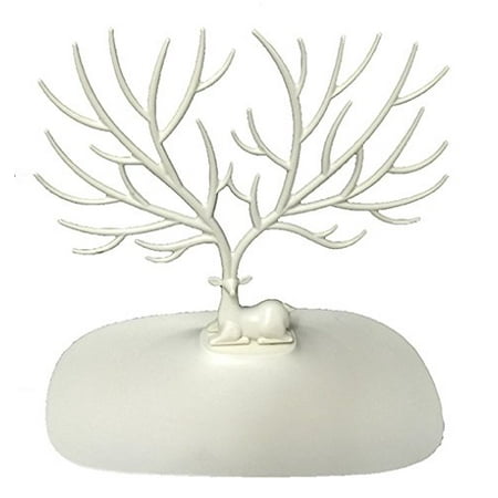 Desk-top Accessories Tray and Trees (White Deer Stand) For Organize your Rings, Watches, Keys, Wallet, Phone, etc