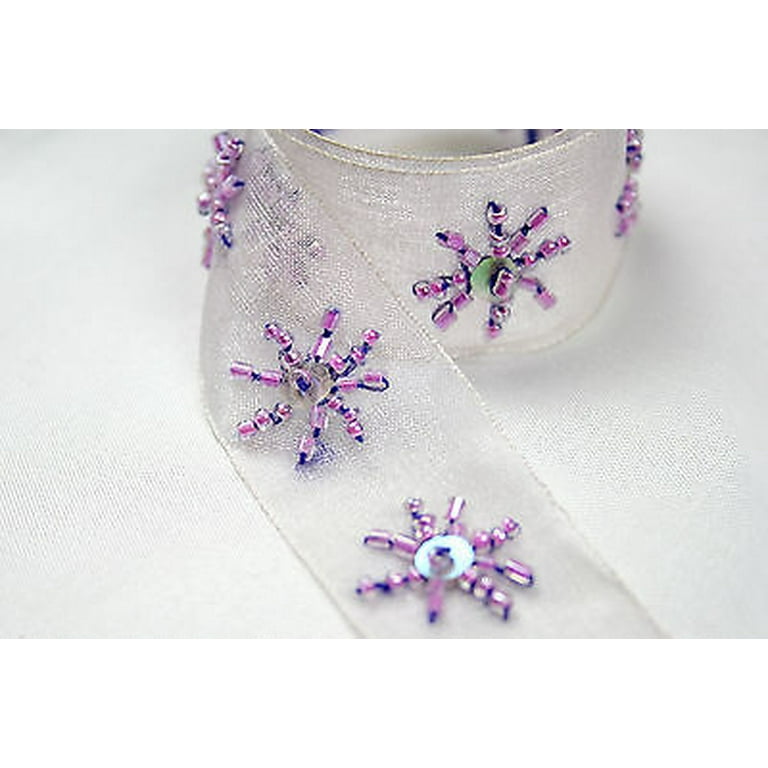 Lily 1 Organza Lilac Ribbon DIY sewing Purple Glass Bugle Bead Sequin Trim  Lace 
