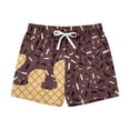 thumbnail image 4 of Huowey Boys Youth Summer Shorts Wide Leg Liner Drawstring Elastic Waist Gradient Ice Cream Print Outdoor Beach Comfortable Knee Length Casual Shorts Lightweight Swim Trunks,Brown,7 Years, 4 of 4