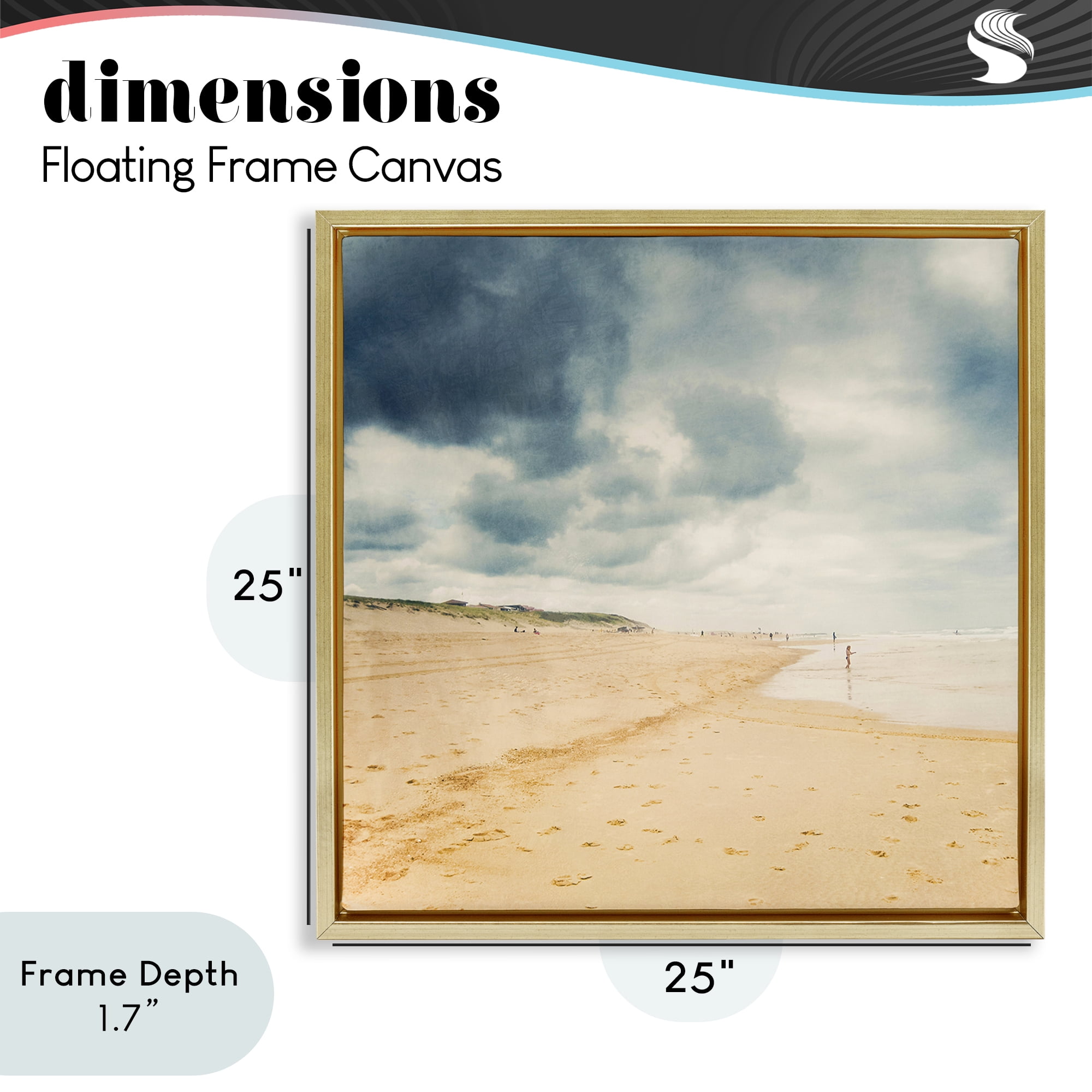Stupell Industries Beach On A Cloudy Day Gold Framed Floater Canvas Wall Art, design by Dirk Wüstenhagen