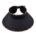 thumbnail image 3 of Fesfesfes Sun Visor for Women Summer UV Sun Protection Wide Brim Visor Empty Top Cap Leopard Print Edge Beach Cap with Bow, 3 of 3