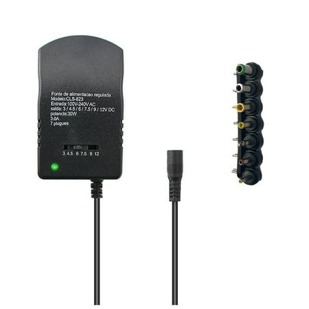 

Adjustable Power Supply 30W Multi Voltage Adapter 12V DC 9V 6V 7V 5V 3V Converter Adapter Adjustable Plug 3A 30W US Plug