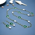 thumbnail image 2 of K-KED 38'' White Rice Pearl Green Crystal Chain Long Necklace Pave Hook Earrings Sets, 2 of 5