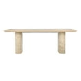 thumbnail image 2 of Pemberly Row 87" Travertine Beige Stripped Stone Outdoor Dining Table, 2 of 7