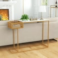 thumbnail image 2 of Gymax Table Console Étroite en Faux Marbre pour Entrée, Table de Sofa avec Panier de Rangement en Fil Métallique, 2 of 10