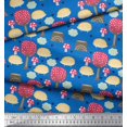 thumbnail image 2 of Soimoi Blue Cotton Voile Fabric Porcupine & Mushroom Tree Printed Fabric 1 Yard 56 Inch Wide, 2 of 3
