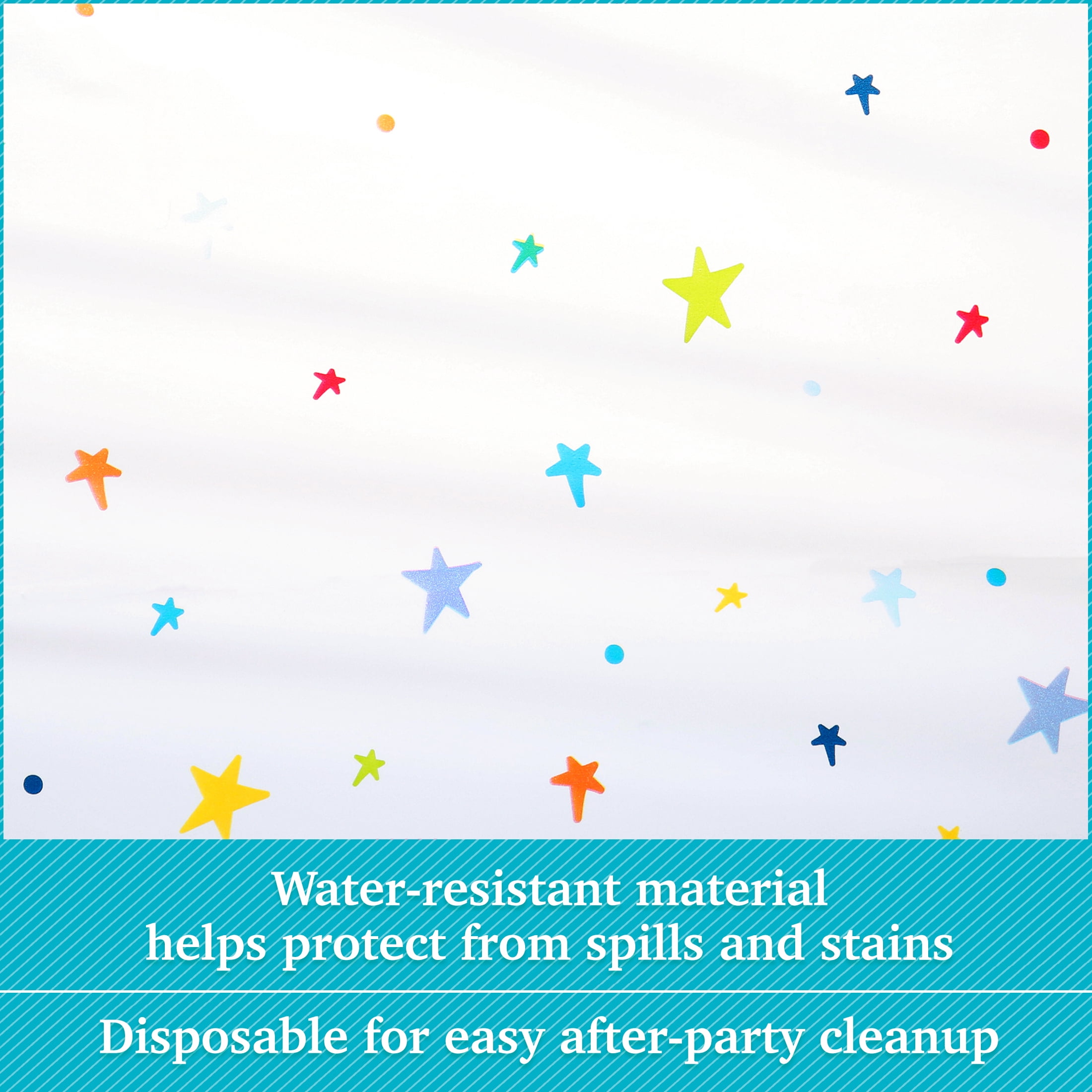 (6 pack) Bright Stars Birthday Plastic Party Tablecloth, 84 x 54in, by Way To Celebrate