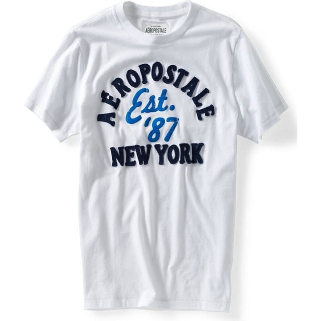 Aeropostale Hombres Est. Camiseta gráfica 87, blanca, extragrande