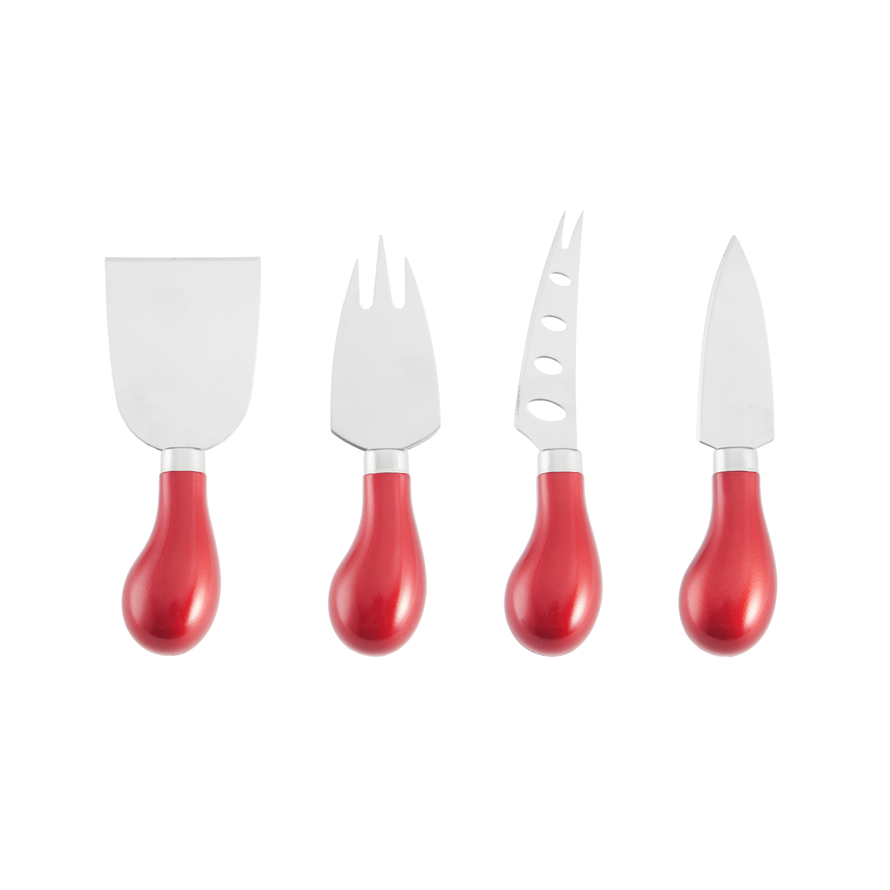 Farberware Set of 4 Red Handle Stainless Steel Cheese Knives