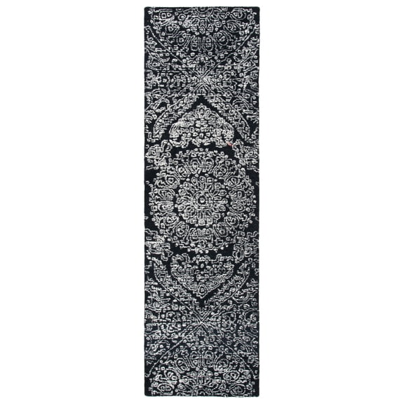 SAFAVIEH Metro Alaois Medallion Runner Rug, Black/Ivory, 2'3" x 8'