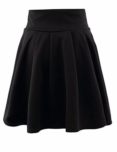 SEMATOMALA Women's Basic Solid Versatile Stretchy Flared Casual Mini Skater Skirt