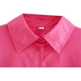 thumbnail image 4 of Women‘s Long Sleeve Shirt  Solid Color Turn-Down Collar Button-Down Loose Fit Blouse  Casual Simple Style Tops, 4 of 7
