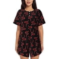 thumbnail image 1 of Balery Red Snake Conjunto de Pijama para Mujer con Estampado, Dos Piezas de Manga Corta y Shorts, Ropa de Dormir Suave con Cuello Redondo y Bolsillos-Small, 1 of 6