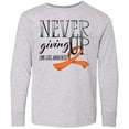 thumbnail image 3 of Inktastic Never Giving Up Limb Loss Awareness Orange Ribbon Long Sleeve Youth T-Shirt, 3 of 5