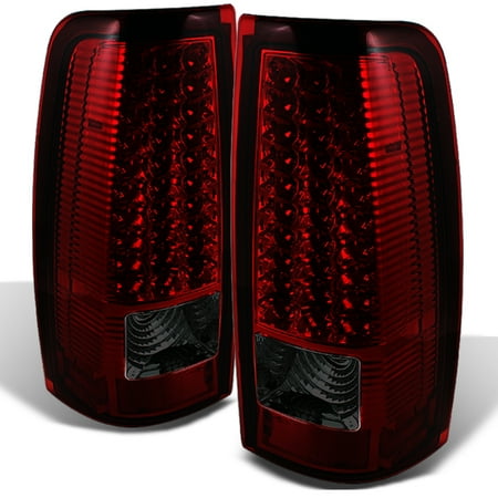 Silverado 3500 Pickup Tail Lamp - Fits 99-02 Silverado Sierra Pickup Red Smoke LED Tail Lights Lamps Left+Right
