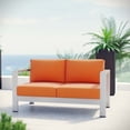 thumbnail image 4 of Modway Shore Outdoor Patio Aluminum Loveseat in Silver Orange, 4 of 4