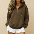 thumbnail image 5 of vigerkar Womens Quarter Zip Pullover Casual Long Sleeve Sweatshirts Half Zip Hoodie 2026 Trendy Fall And Winter Clothes (Coffee, M), 5 of 9
