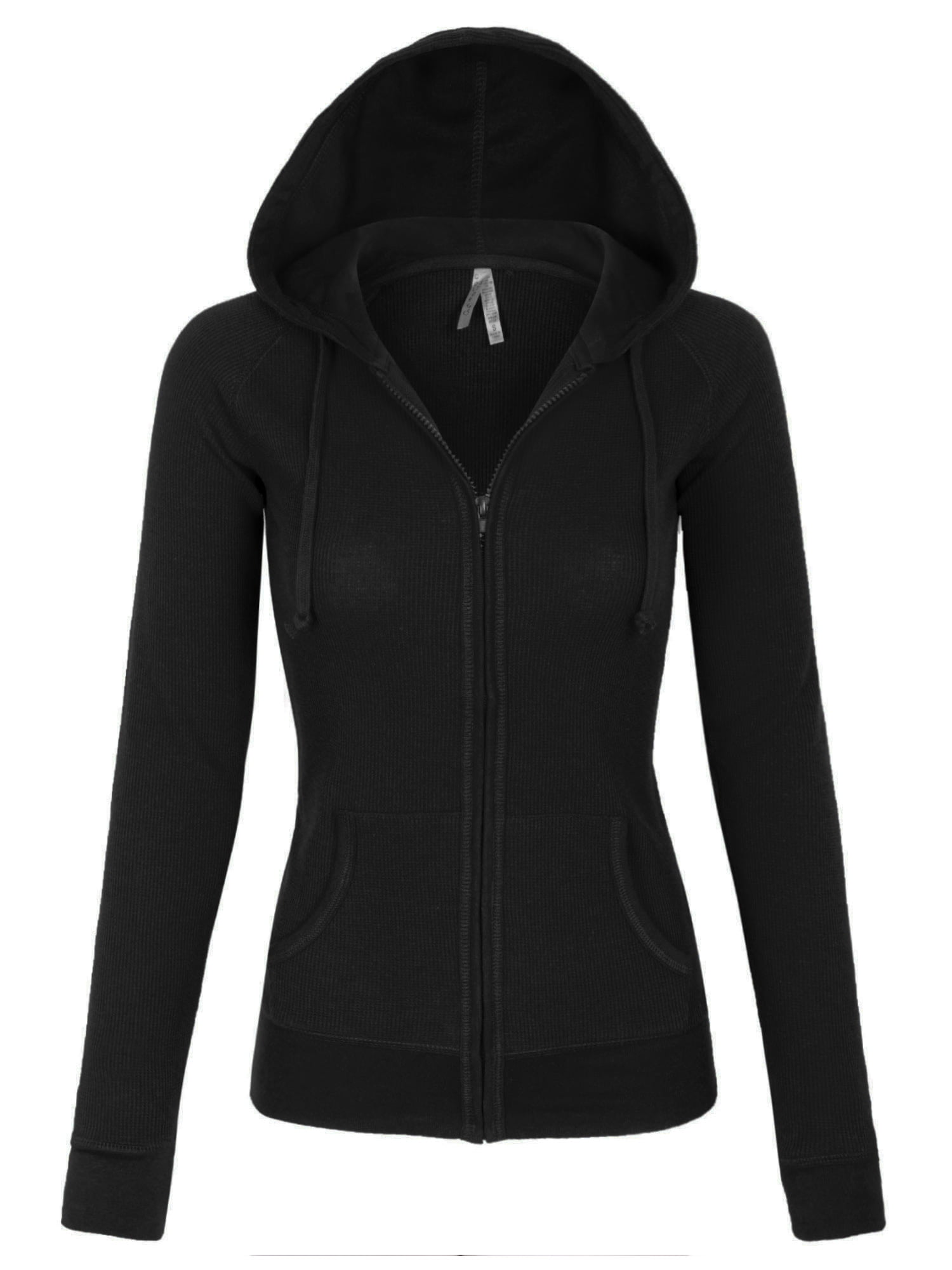 KOGMO Womens Solid Casual Basic Thermal Zip Up Hoodie Jacket - Walmart.com