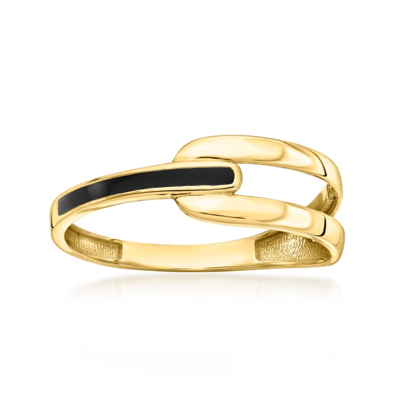 Ross-Simons 10kt Yellow Gold Open-Space Ring With Black Enamel, Women's, Adult