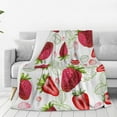 thumbnail image 3 of Strawberry Throw Blanket Fresh Strawberry Pattern Soft Cozy Flannel Lightweight Warm Travel Couch Blankets for Bed Living Room Decor Gifts for Kids Adults 80""x60"", 3 of 6