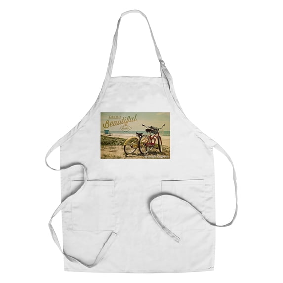Coronado, California, Life is a Beautiful Ride, Beach Cruisers (Cotton Canvas Apron, Kitchen Cooking, Baking, Grilling, Unisex with Pockets)