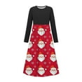 thumbnail image 1 of EGNMCR Robe à Manches Longues et Col Rond pour Filles, Robe de Noël Imprimée à Manches Longues et Col Rond avec Poches, Jupe Longue Décontractée pour Adultes, Robe en polyester pour Filles, 1 of 5