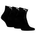 thumbnail image 2 of Puma Unisex 3-Pack Cushioned Quarter Socks, Logo, Solid Colour Black 39-42 (6-8 Uk), 2 of 3