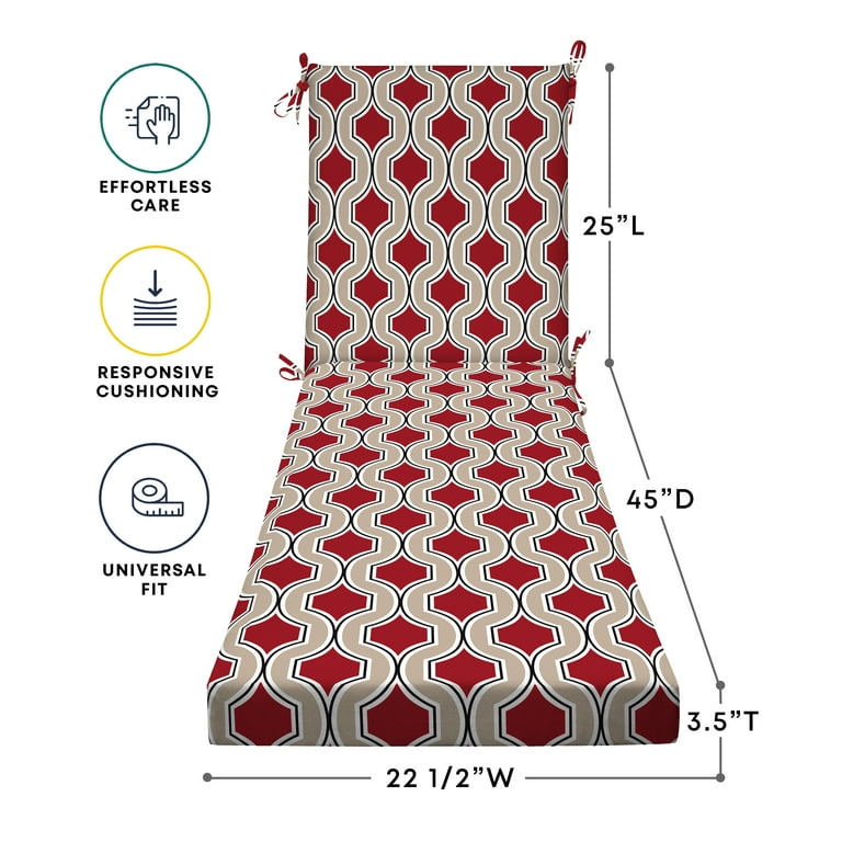3i Products Inc. Textured Chaise Lounge Cushion 22.5 wide x 70 long x 3.5 thick Soraya Scarlet Red Walmart